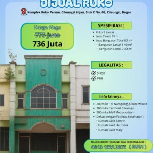 Dijual Ruko Strategis di Cileungsi, Bogor🏢
