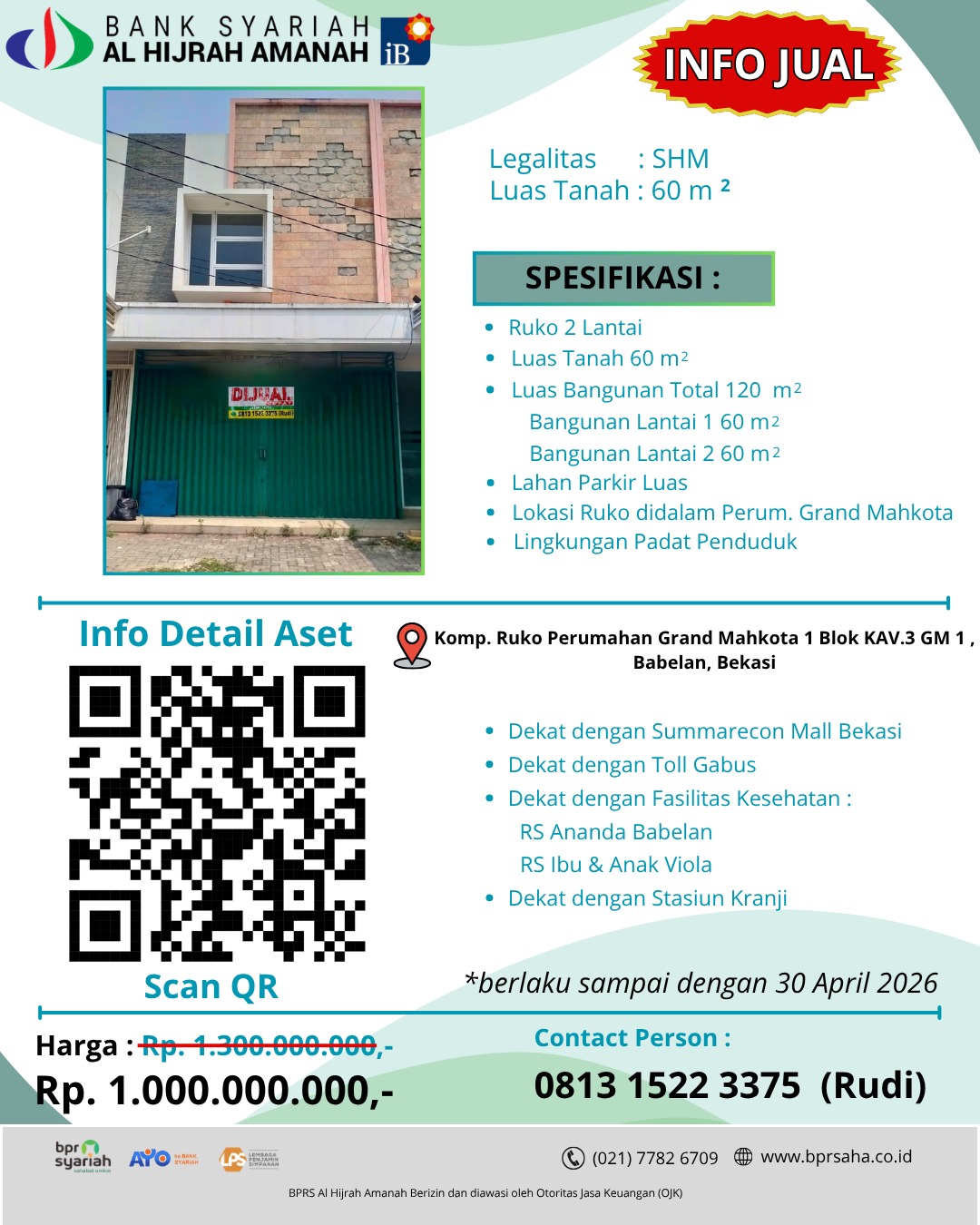 Ruko grand mahkota kav3 gm1 babelan