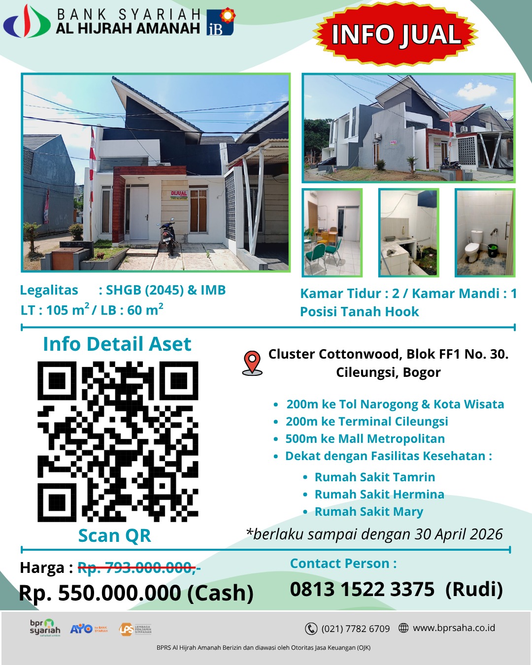 Rumah cottonwood ff1 30 cileungsi